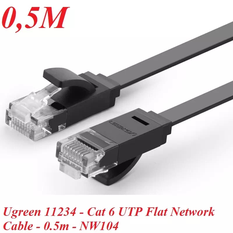 Ugreen 50172 0.5M màu Đen Cáp mạng LAN CAT6 dây dẹt NW102