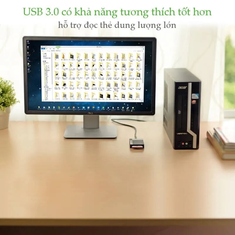 Ugreen 30231 1M màu Đen Đầu đọc thẻ USB 3.0 sang SD + TF + CF + MS cao cấp 30231