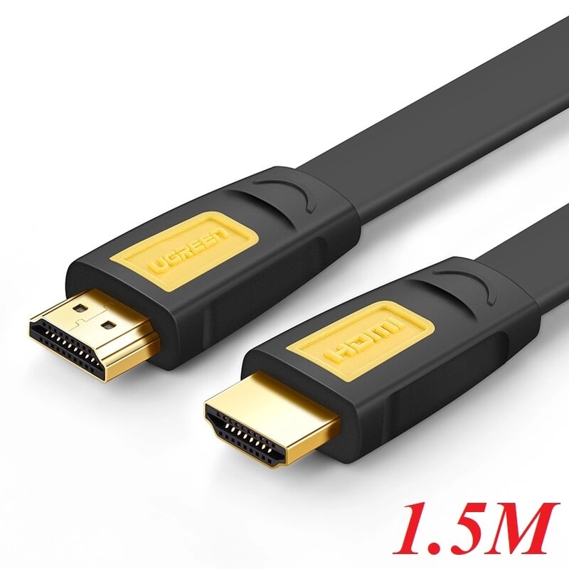 Ugreen 11184 1.5M màu Vàng Cáp tín hiệu HDMI chuẩn 1.4 hỗ trợ phân giải 4K * 2K cáp dẹt HD101