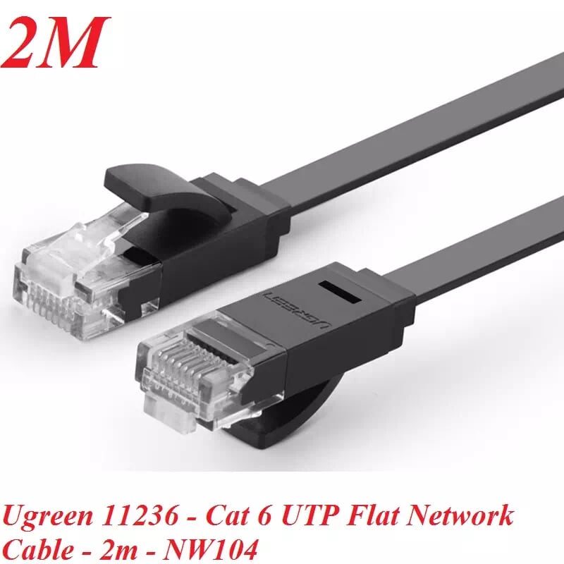 Ugreen 50174 2M màu Đen Cáp mạng LAN CAT6 dây dẹt NW102