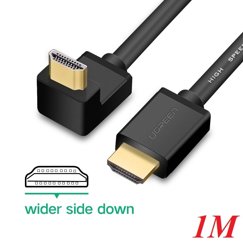 Ugreen 10120 1M màu Đen Cáp tín hiệu HDMI chuẩn 1.4 đầu bẻ góc 90 độ HD103