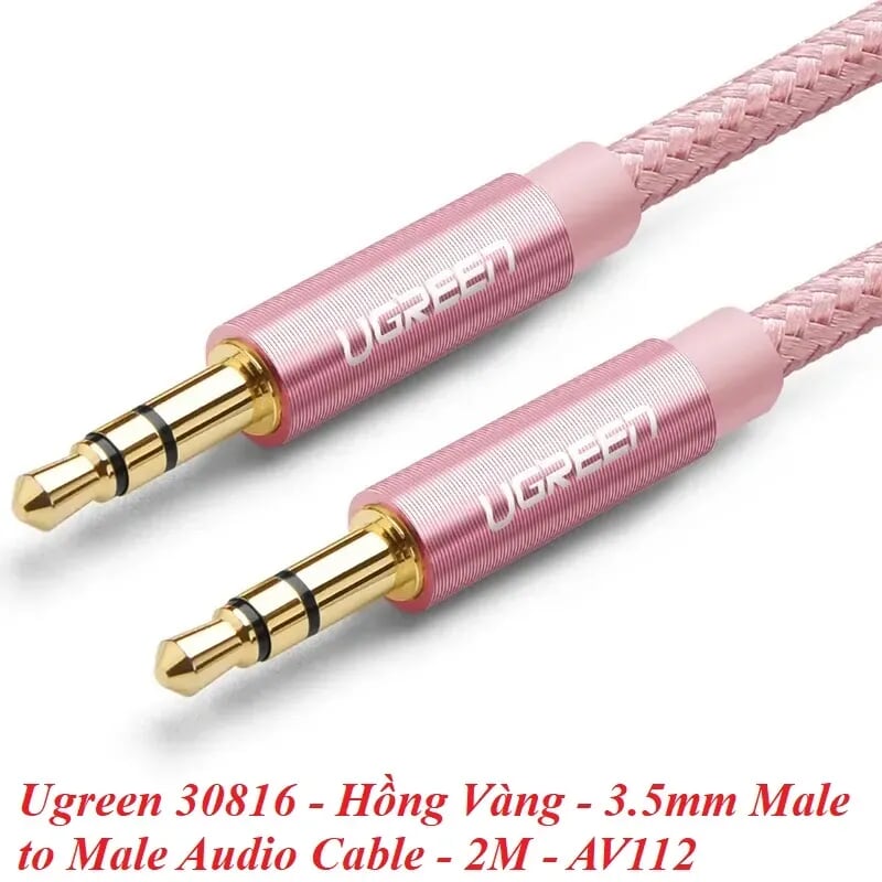 Ugreen 30816 2M màu Hồng Cáp âm thanh 2 đầu 3.5mm dương AV112