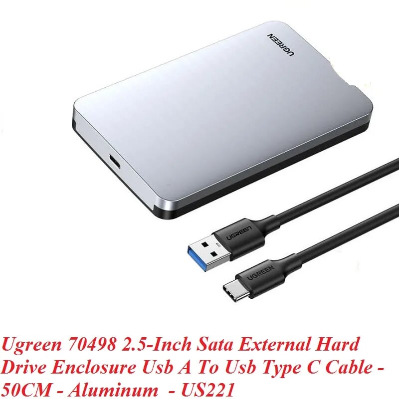 Ugreen 70498 hộp đựng ổ cứng ssd 2.5-inch sata kèm cáp usb a ra usb type c CM300