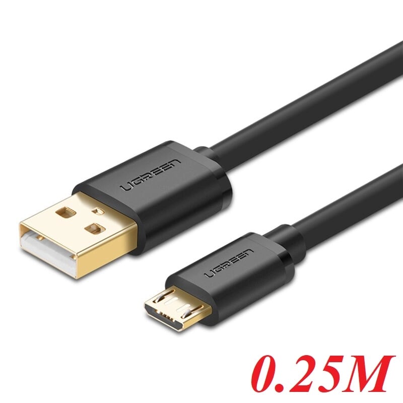 Ugreen 10834 0.25M màu Đen Cáp sạc truyền dữ liệu USB 2.0 sang MICRO USB lõi đồng US125