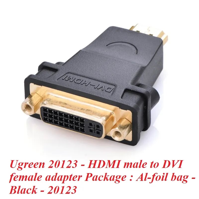 Ugreen 20123 Màu Đen Đầu chuyển đổi HDMI sang DVI 24+5 âm 20123