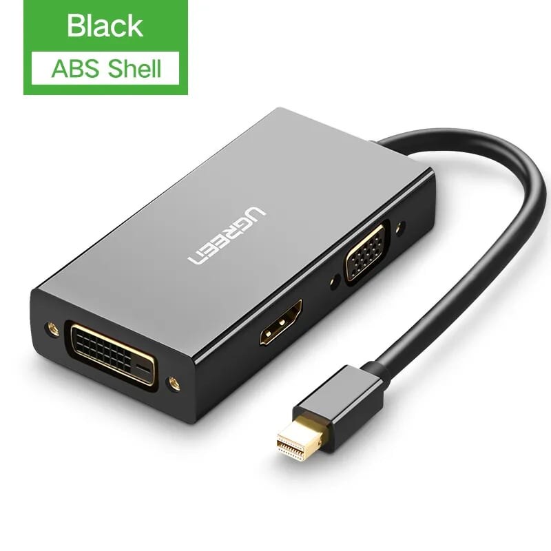 Ugreen 20418 Màu Đen Bộ chuyển đổi Mini displayport sang HDMI + VGA + DVI nhựa ABS MD114