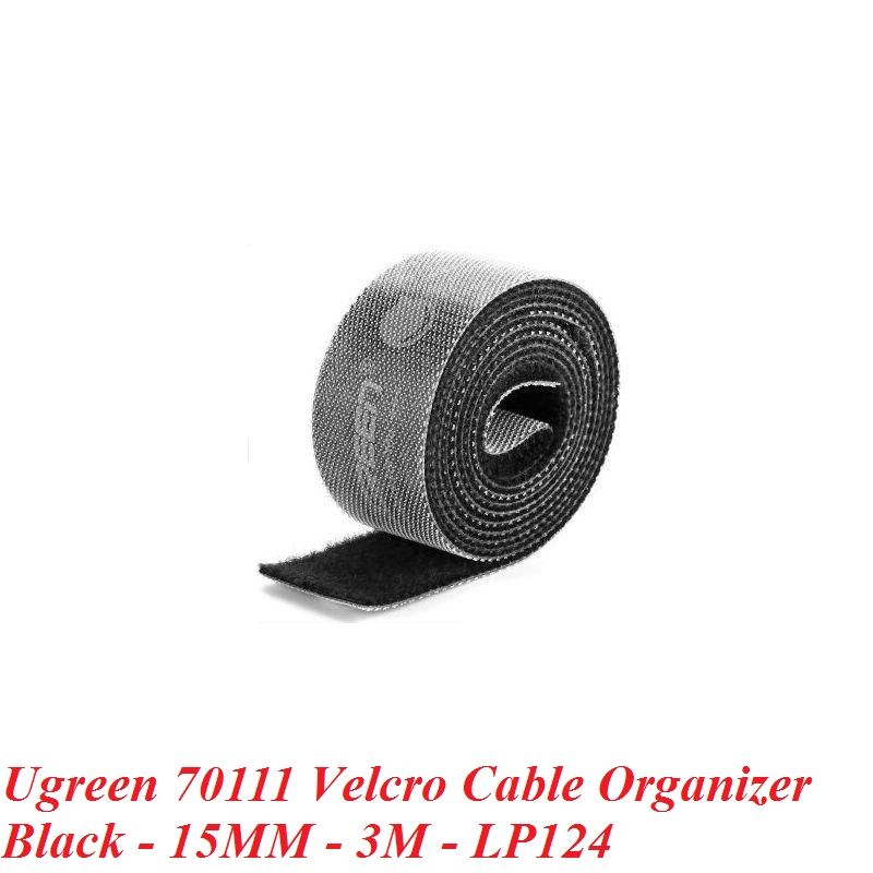 Ugreen 70111 3M cỡ 15mm băng dán Velcro màu đen ngang 1.5cm LP124