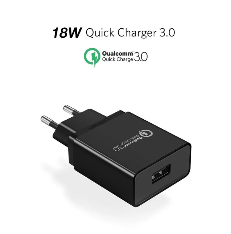 Ugreen 20908 Màu Đen Bộ sạc nhanh chuẩn Quick Charge 2.0 + 3.0 Usb CD122