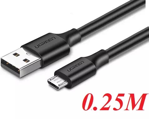 Ugreen 60134 0.25M màu Đen Cáp sạc truyền dữ liệu USB 2.0 sang MICRO USB hỗ trợ sạc nhanh US289