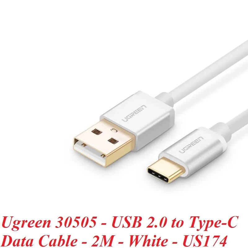 Ugreen 30505 2M màu trắng Bộ chuyển đổi USB 2.0 sang USB-C US174