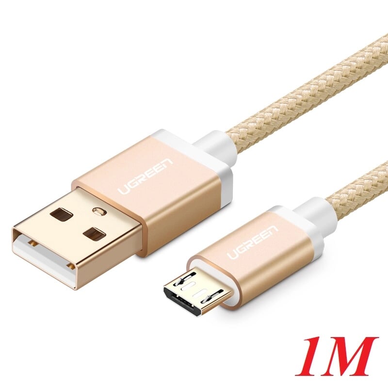 Ugreen 30660 1M màu Vàng Cáp sạc truyền dữ liệu USB 2.0 sang MICRO USB đầu mạ vàng US134