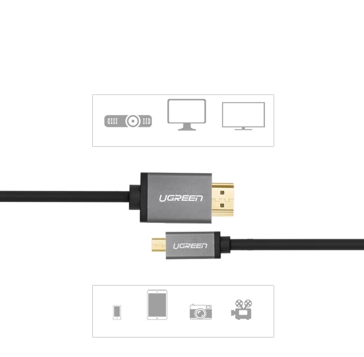 Ugreen 30145 1.5M màu Đen Cáp chuyển đổi Micro HDMI sang HDMI thuần đồng cao cấp HD109