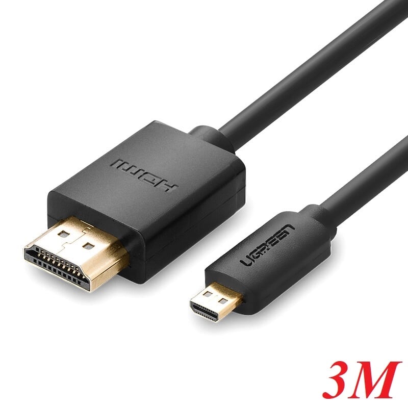 Ugreen 30104 3M màu Đen Cáp chuyển đổi Micro HDMI sang HDMI thuần đồng HD127