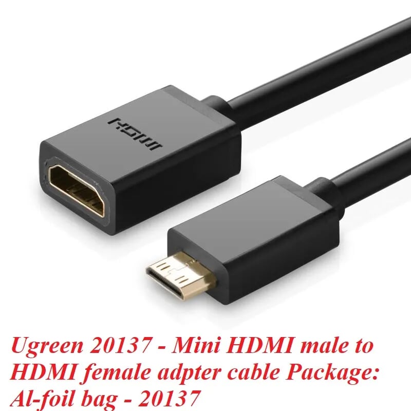 Ugreen 20137 Màu Đen Đầu chuyển đổi Mini HDMI sang HDMI âm 20137