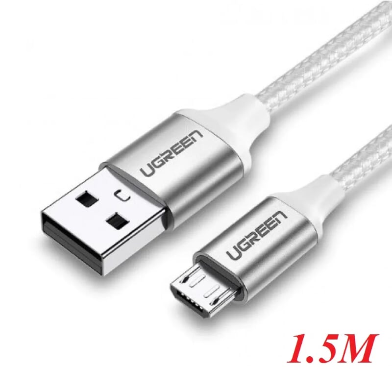 Ugreen 60152 1.5m Cáp micro usb 2.0 bọc nhôm chống nhiễu US290