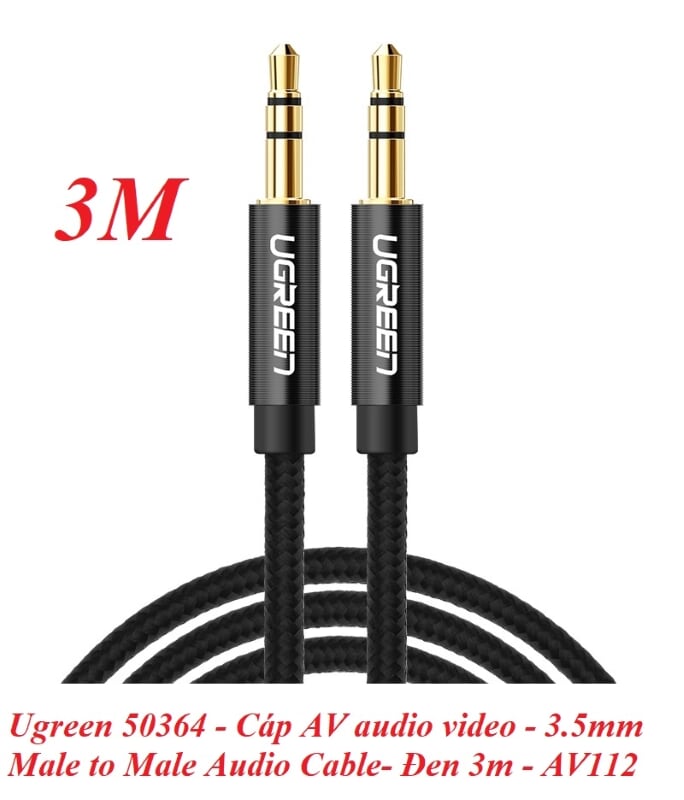 Ugreen 50364 3M màu Đen Cáp âm thanh 2 đầu 3.5mm dương AV112