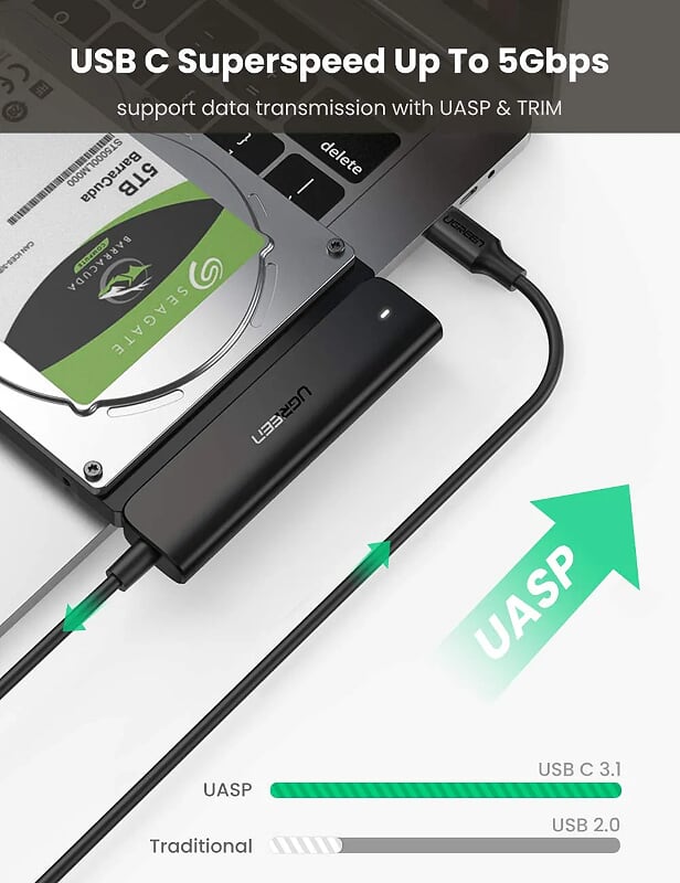 Ugreen 70610 0.5m 0.5m bộ đọc ổ cứng ssd usb type c ra 2.5 inch sata 50cm 70610