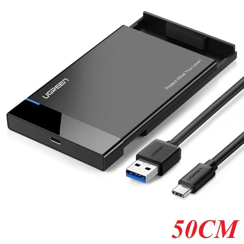 Ugreen 50743 50CM 2.5 Inch type c hộp đựng ổ cứng hay ssd cổng usb c màu đen US221