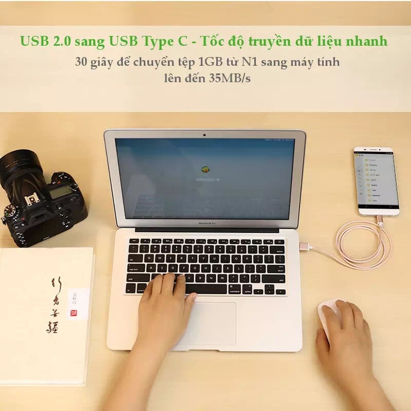 Ugreen 20866 1M màu Hồng Dây USB 2.0 sang Type-C đầu nhôm dây bọc vinyl US174