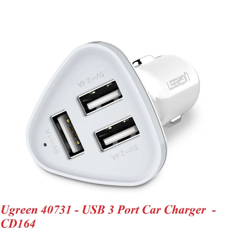 Ugreen 40731 35W màu Trắng Bộ sạc ô tô 3 cổng USB CD164