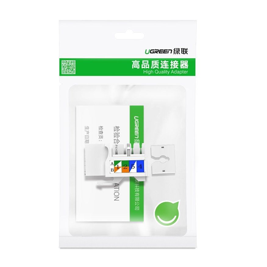 Ugreen 80178 cat6 Hạt nhấn mạng màu trắng Jack modulator gigabit LAN Ethernet 8P8C RJ45 1000 Mbps 568A-B NW143