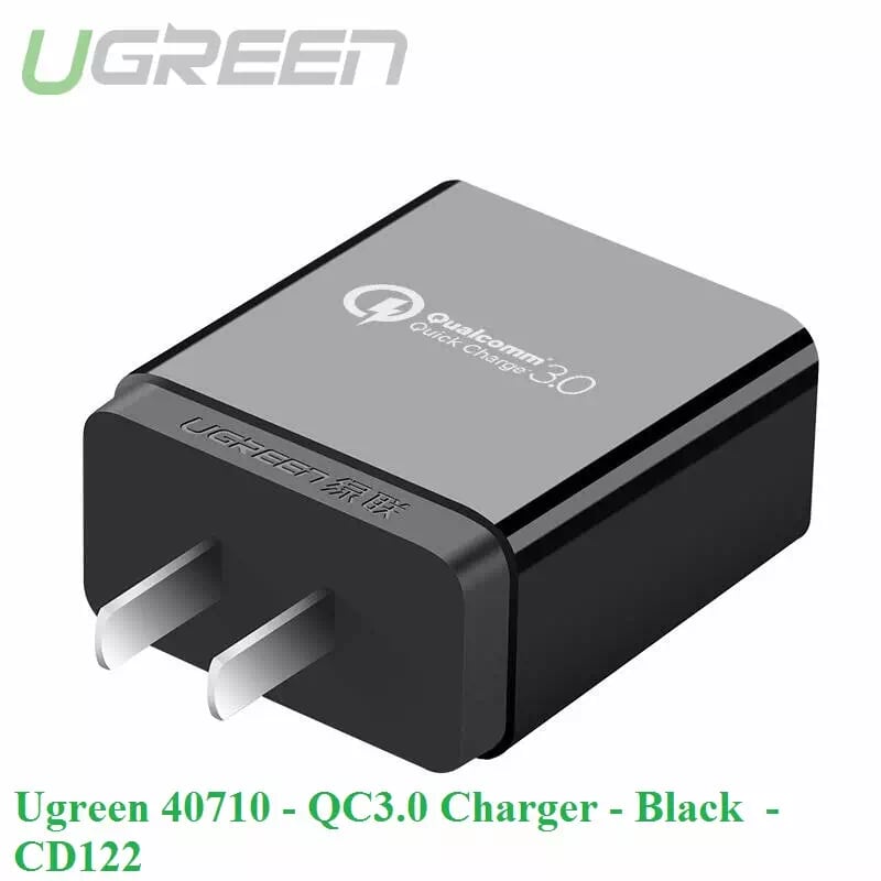 Ugreen 40710 18W màu Đen Củ sạc nhanh cổng USB chuẩn QC 3.0 CD122