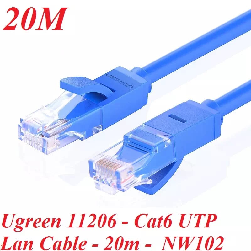 Ugreen 11206 20M Màu xanh Cáp mạng LAN CAT6 UPT NW102