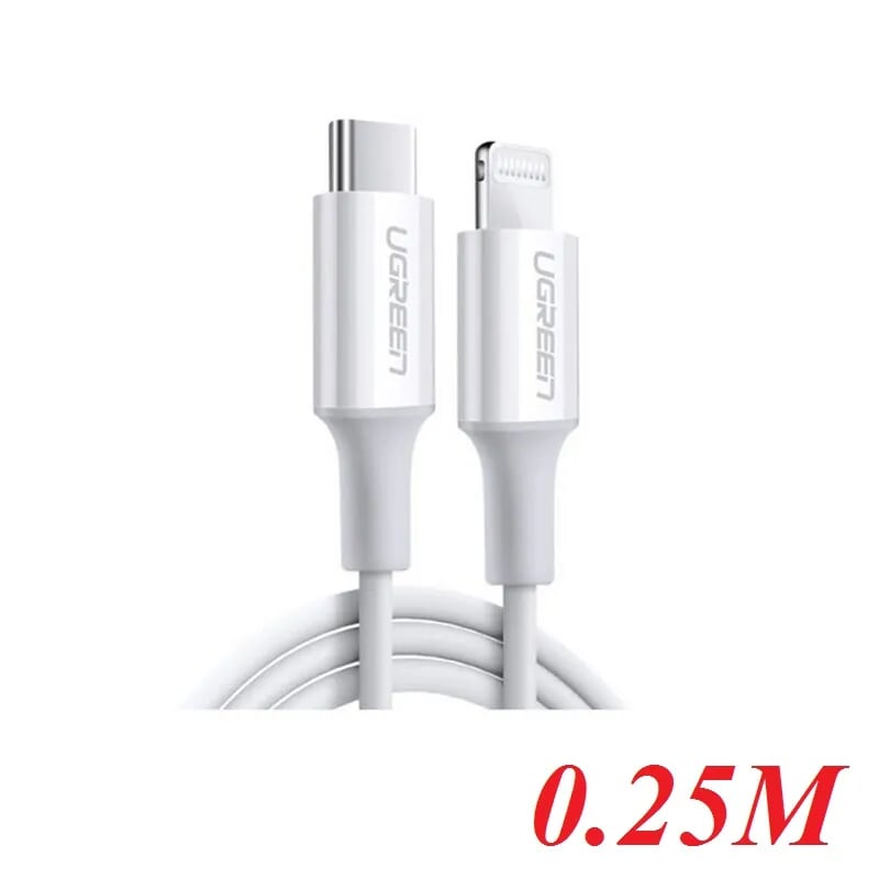 Ugreen 60746 25cm cáp usb type c ra apple lightning 0.25m màu trắng US171