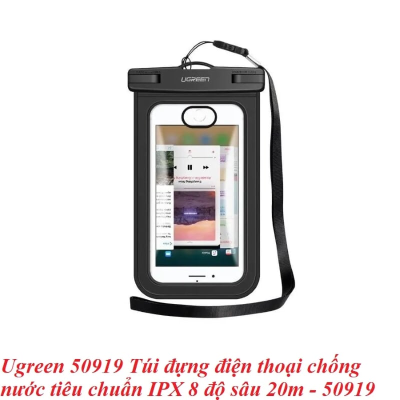 Ugreen 50919 tiêu chuẩn IPX 8 độ sâu 20m Túi đựng điện thoại chống nước trong suốt cho màn hình từ 4 đến 6.5 inch 50919