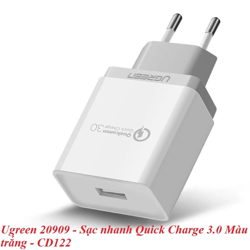 Ugreen 20909 Màu Trắng Củ sạc nhanh Quick Charge 3.0 CD122