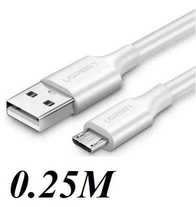 Ugreen 60139 0.25M màu Trắng Cáp sạc truyền dữ liệu USB 2.0 sang MICRO USB hỗ trợ sạc nhanh US289