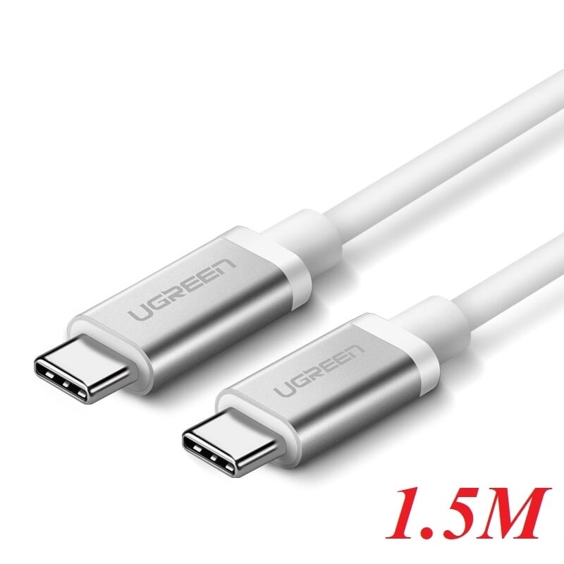 Ugreen 10682 1.5M màu bạc Dây USB Type-C truyền dữ liệu và sạc mạ Nikel đầu nhôm US161