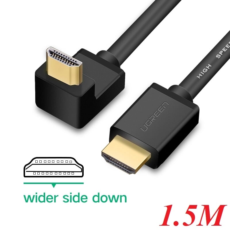 Ugreen 11108 1.5M màu Đen Cáp tín hiệu HDMI chuẩn 1.4 đầu bẻ góc 90 độ HD103