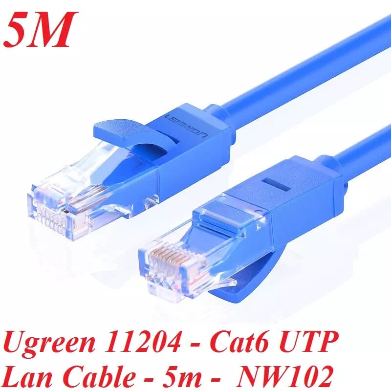 Ugreen 11204 5M Màu xanh Cáp mạng LAN CAT6 UPT NW102