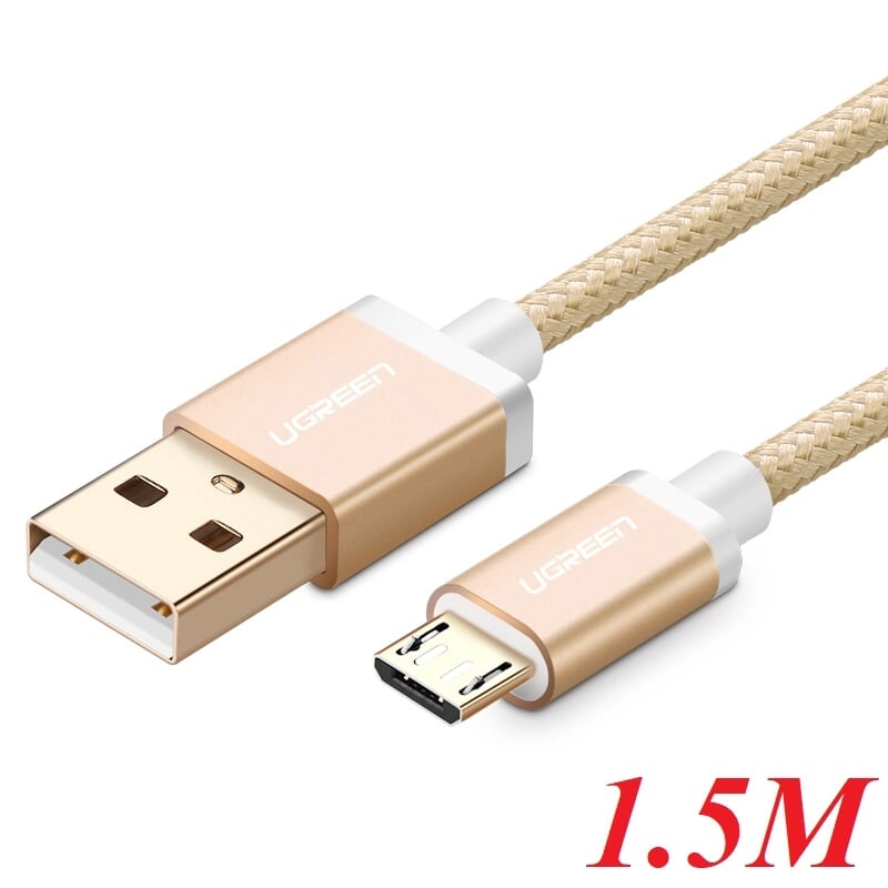 Ugreen 30661 1.5M màu Vàng Cáp sạc truyền dữ liệu USB 2.0 sang MICRO USB đầu mạ vàng US134