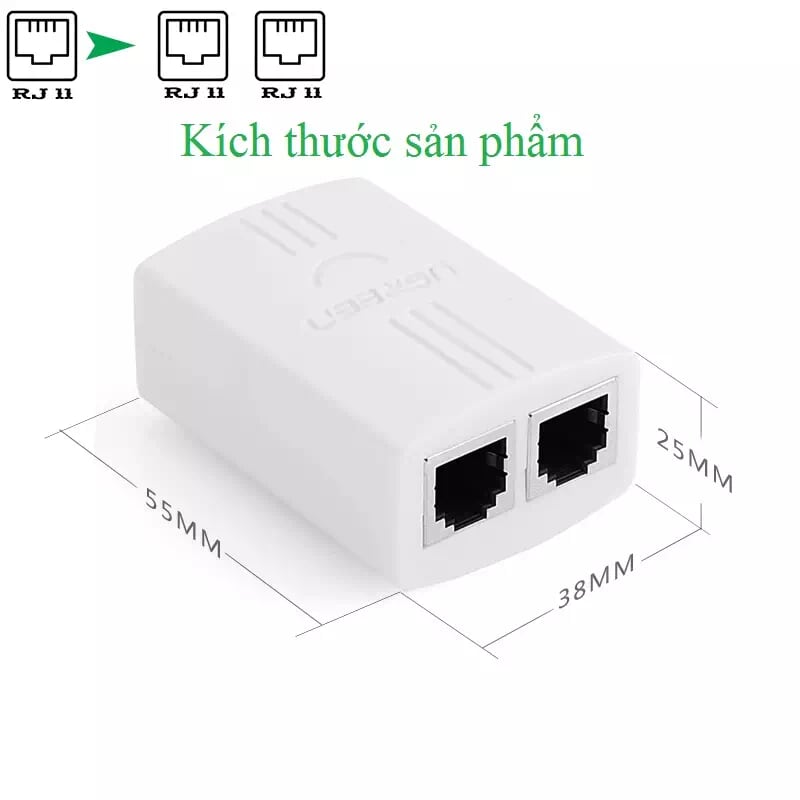 Ugreen 20351 Màu Trắng Đầu chia cổng điện thoại RJ11 1 ra 2 cao cấp 20351