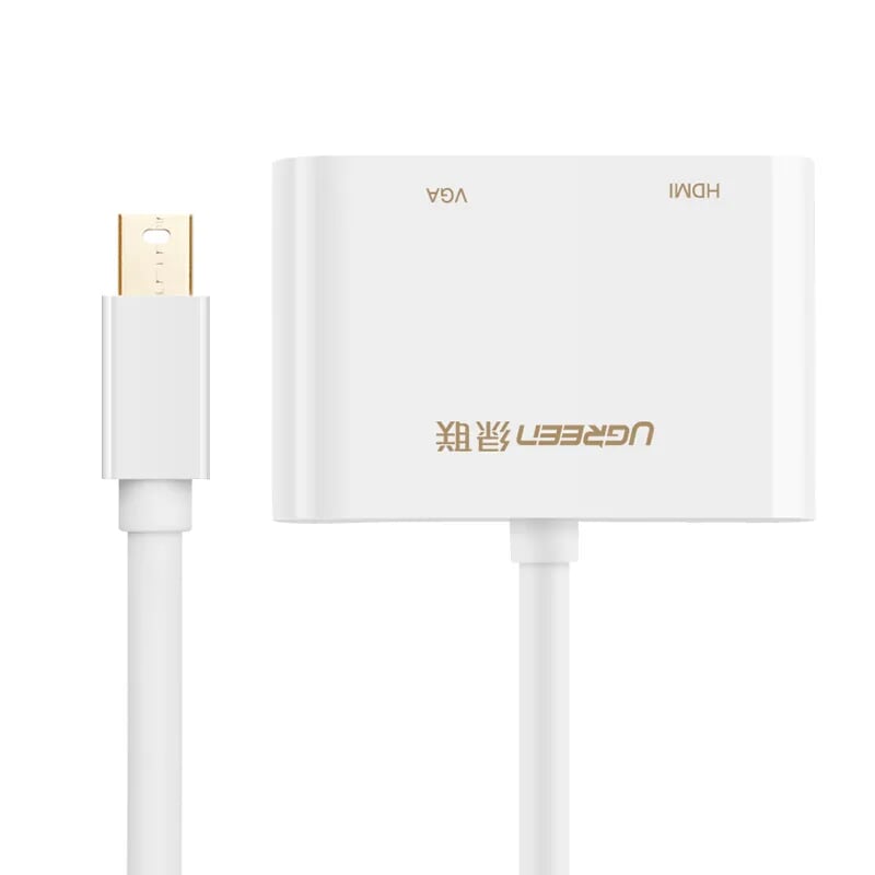 Ugreen 50289 Màu Trắng Bộ chuyển đổi Mini DP sang HDMI + VGA vỏ nhôm CM158