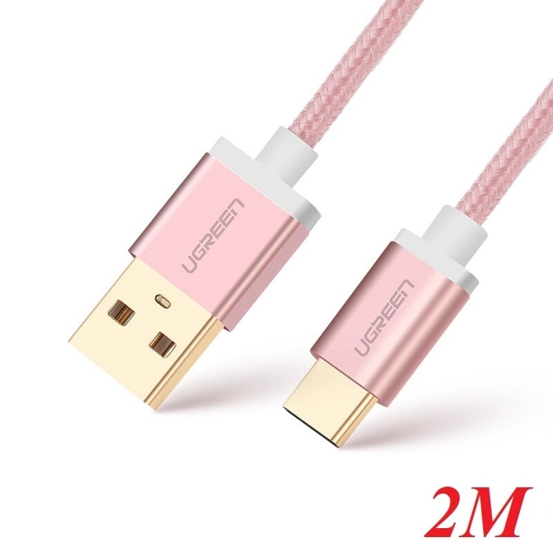 Ugreen 40991 2M 3A màu Đen Cáp USB TypeC sang USB 2.0 Hỗ trợ sạc nhanh US174