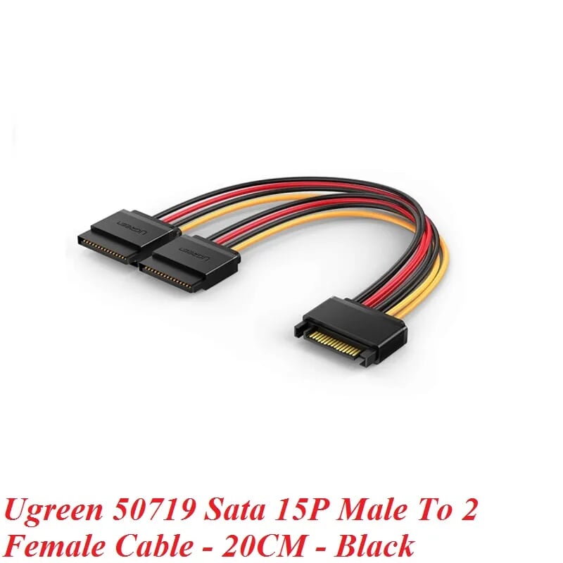 Ugreen 50719 20cm cáp nguồn sata 15p đực ra 2 cái US283