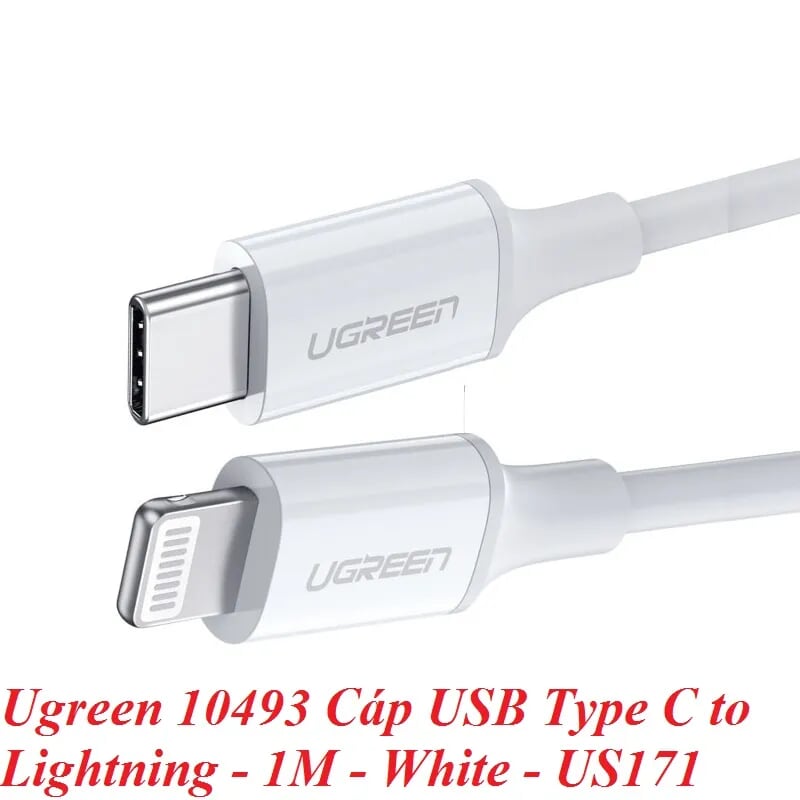 Ugreen 10493 1M Màu Trắng Cáp USB Type C ra Lightning US171