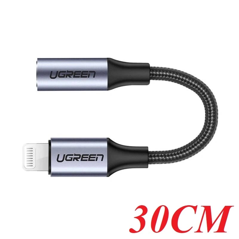 Ugreen 30756 30CM màu Xám Cáp Lightning sang cổng âm thanh 3.5mm US211