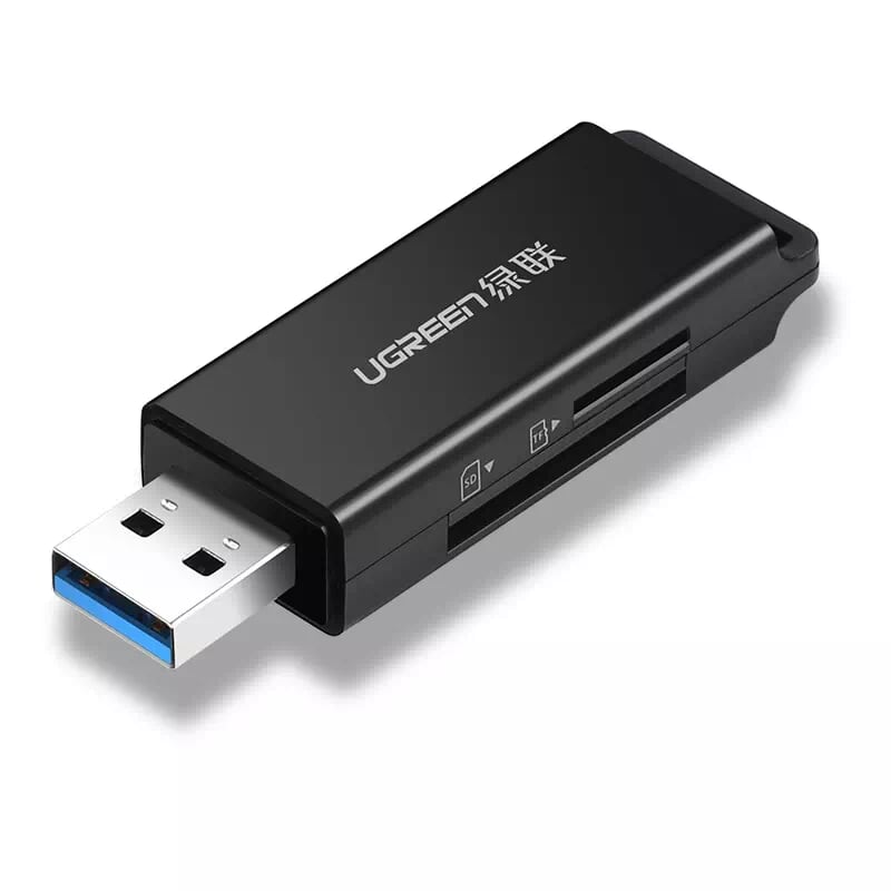 Ugreen 40752 Màu Đen Đầu đọc thẻ nhớ USB 3.0 sang SD TF cao cấp CM104