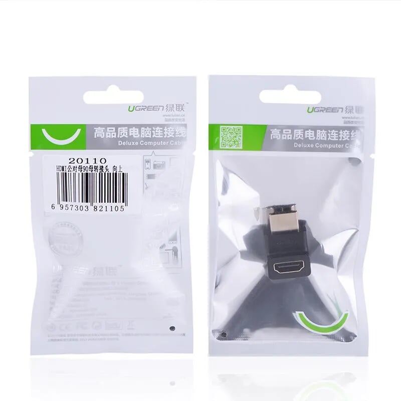 Ugreen 20110 Màu Đen Đầu nối dài HDMI gập 90 độ HD112