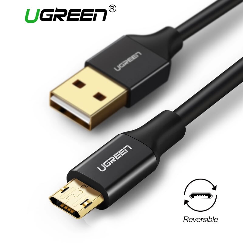 Ugreen 30857 2M màu Hồng Cáp sạc truyền dữ liệu USB 2.0 sang MICRO USB dây bọc nhựa PVC US223