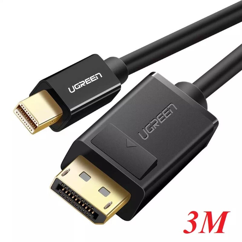 Ugreen 10434 3M Màu Đen Cáp chuyển đổi Mini DP sang DisplayPort hỗ trợ phân giải 4K x 2K MD105