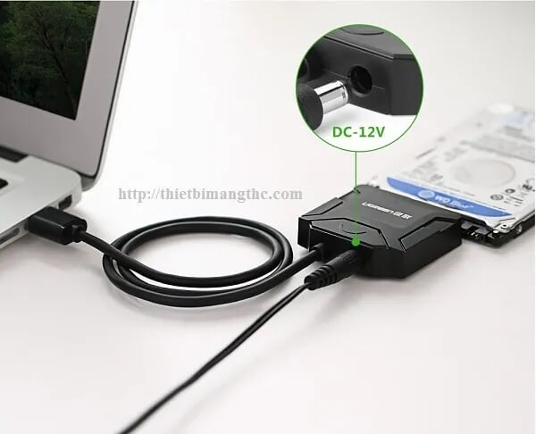 Ugreen 20231 25CM màu Đen Bộ chuyển đổi USB 3.0 sang SATA ổ cứng hỗ trợ nguồn CR108