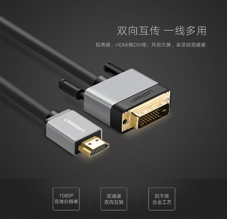 Hd128 Ugreen 20886 1.5M Hdmi To Dvi 24+1 Cable Hd127 Aluminum Hd128 10020886
