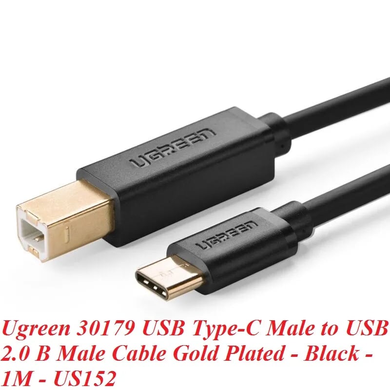 Ugreen 30179 1M màu đenDây USB Type-C sang USB 2.0 đầu mạ vàng US152