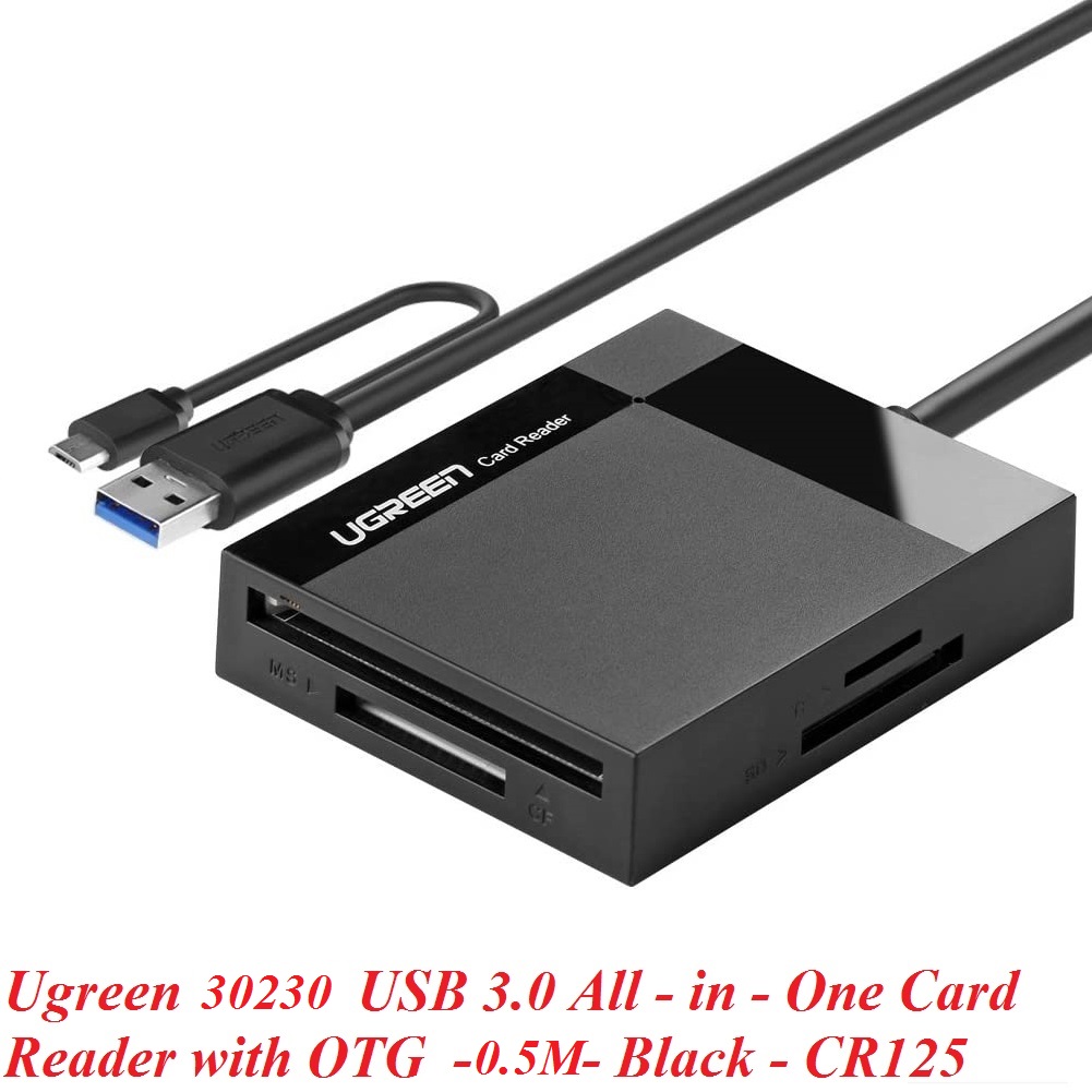 Ugreen 30230 0.5M Đầu Đọc Thẻ Usb 3.0 Đa Năng Cf Sd Tf Ms Otg 50cm CR125