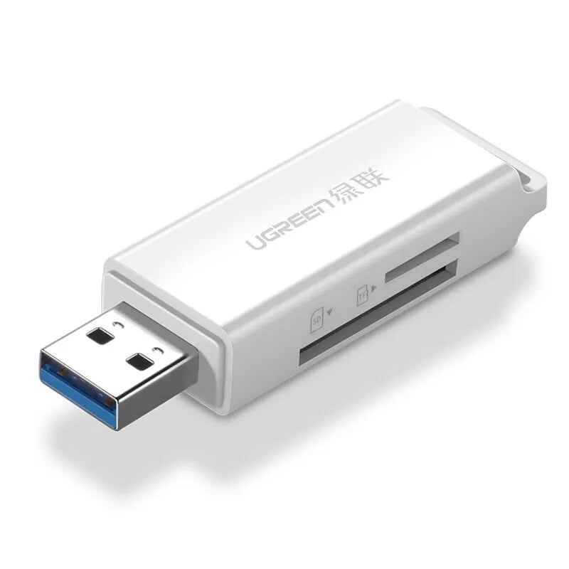 Ugreen 40751 Màu Trắng Đầu Đọc Thẻ Nhớ SD/TF USB 3.0 CM104